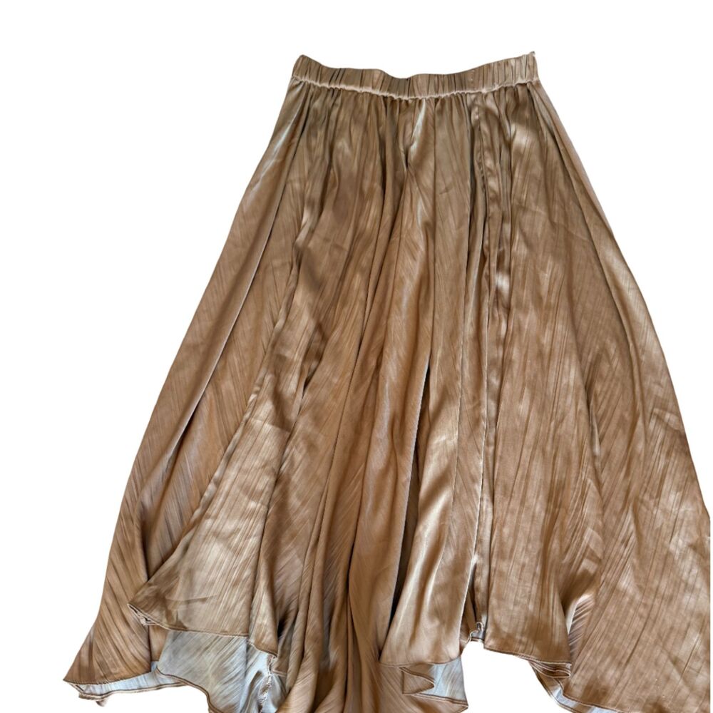 Mes Demoiselles x Anthropologie Harmonia Crinkled Gold Maxi Skirt NWOT Sz M - Picture 8 of 12